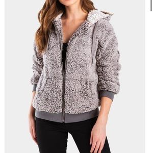 Gray Sherpa zip hooded jacket